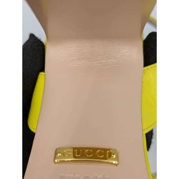 Gucci Horse-bit Block Heel Leather Sandals Acid Lime EU37 771603 - Picture 7 of 14